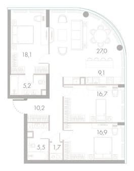 Продаем трехкомнатные апартаменты, 110.4 м², этаж 39 из 46. Фото 7