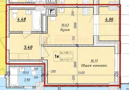Продажа однокомнатной квартиры, 38.3 м², этаж 3 из 16. Фото 1