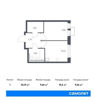 Продается однокомнатная квартира, 32.31 м², 7 км за МКАД, этаж 12 из 17. Фото 1