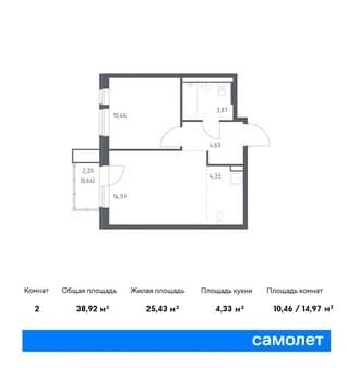 Объявление о продаже однокомнатной квартиры, 38.92 м², 6 км за МКАД, этаж 10 из 12. Фото 1