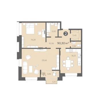 Продам двухкомнатную квартиру, 90.3 м², этаж 6 из 12. Фото 1