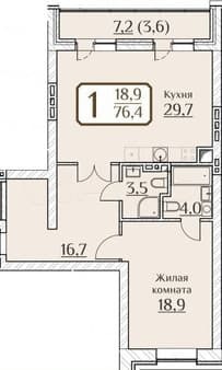 Продаю однокомнатную квартиру, 76.4 м², этаж 7 из 9. Фото 1