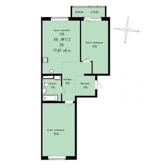 Продаем двухкомнатную квартиру, 77.9 м², этаж 6 из 8. Фото 1