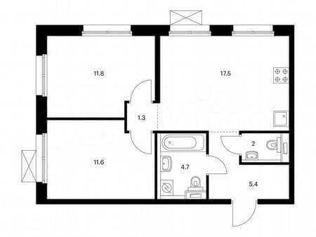 Продать двухкомнатную квартиру, 54.3 м², этаж 12 из 17. Фото 1