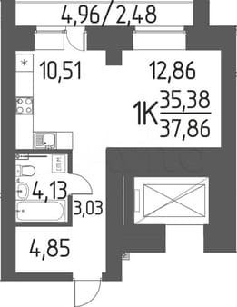 Объявление о продаже однокомнатной квартиры, 37.9 м², этаж 9 из 14. Фото 4