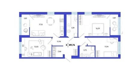 Продать трехкомнатную квартиру, 89.7 м², этаж 10 из 15. Фото 2