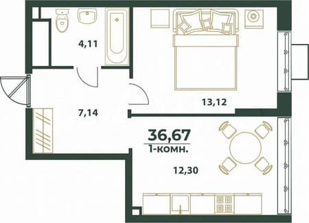 Продаю однокомнатную квартиру, 36.7 м², этаж 13 из 24. Фото 1