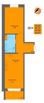 Продать двухкомнатную квартиру, 44.4 м², этаж 6 из 10. Фото 1