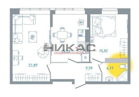 Продаю двухкомнатную квартиру, 68.1 м², этаж 16 из 24. Фото 9