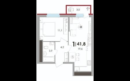 Купить однокомнатную квартиру, 41.75 м², этаж 15 из 18. Фото 4