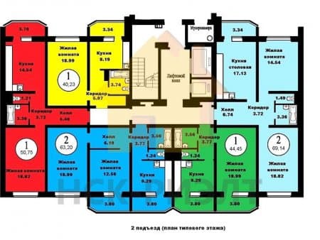 Продаю двухкомнатную квартиру, 69.14 м², 20, этаж 13 из 13. Фото 4