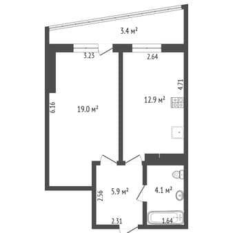 Продажа однокомнатной квартиры, 42.5 м², этаж 6 из 9. Фото 4