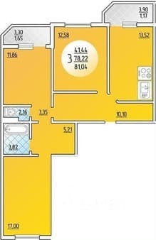 Продаем трехкомнатную квартиру, 81 м², этаж 7 из 17. Фото 9