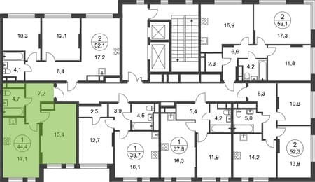 Продам однокомнатную квартиру, 44 м², 5 мин. до метро пешком, этаж 14 из 17. Фото 6