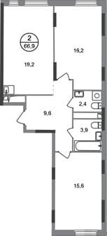 Продажа двухкомнатной квартиры, 66 м², 5 мин. до метро пешком, этаж 9 из 17. Фото 1