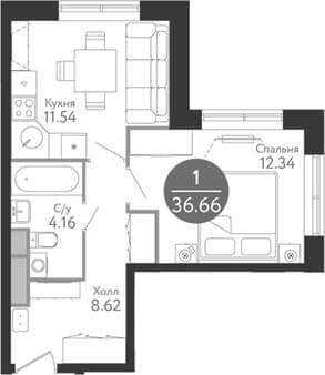 Продаем однокомнатную квартиру, 37.2 м², 15 мин. до метро на транспорте, этаж 4 из 14. Фото 1