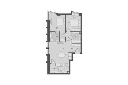Продажа двухкомнатной квартиры, 68.3 м², 15 мин. до метро пешком, этаж 35 из 42. Фото 1