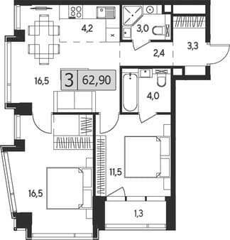 Продаем двухкомнатную квартиру, 62.9 м², 20 мин. до метро пешком, этаж 18 из 23. Фото 1