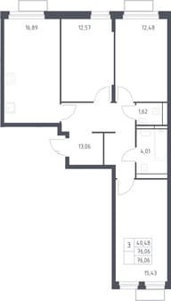 Продам трехкомнатную квартиру, 76.06 м², 10 мин. до метро на транспорте, этаж 16 из 24. Фото 1