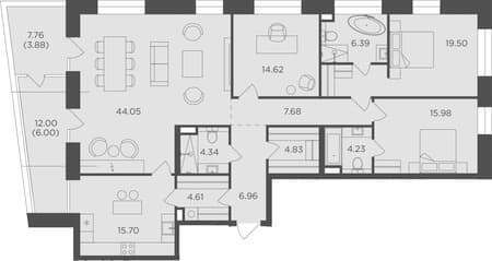 Продается четырехкомнатная квартира, 158.77 м², 10 мин. до метро пешком, этаж 17 из 19. Фото 1