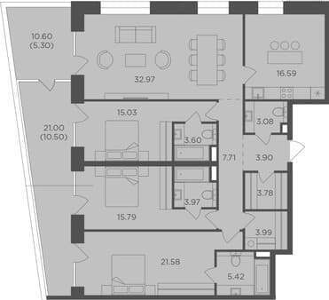 Продам четырехкомнатную квартиру, 153.21 м², 10 мин. до метро пешком, этаж 18 из 19. Фото 1