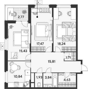 Продать трехкомнатную квартиру, 92.67 м², 20 мин. до метро пешком, этаж 4 из 25. Фото 7