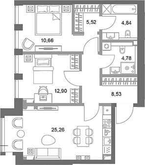 Продается двухкомнатная квартира, 72.49 м², 10 мин. до метро пешком, этаж 34 из 75. Фото 1
