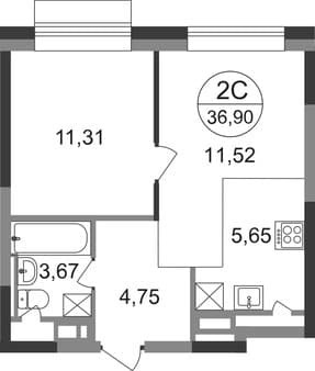 Продам двухкомнатную квартиру, 36 м², этаж 15 из 22. Фото 1