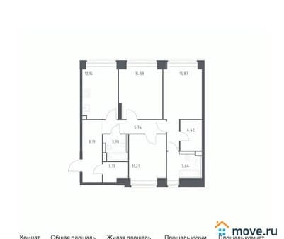 Продам трехкомнатную квартиру, 84.71 м², этаж 6 из 12. Фото 1