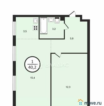 Продажа двухкомнатных апартаментов, 40.2 м², этаж 20 из 23. Фото 2