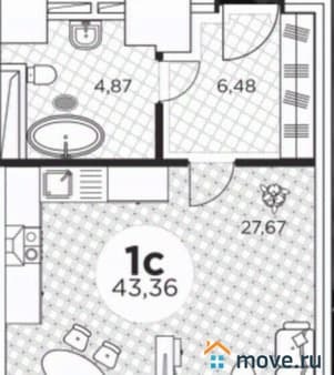 Продам однокомнатную квартиру, 43.3 м², этаж 11 из 14. Фото 7