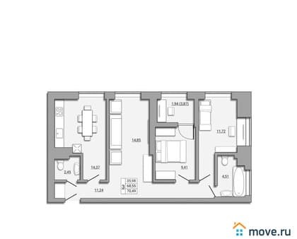 Продажа трехкомнатной квартиры, 71 м², этаж 6 из 25. Фото 5