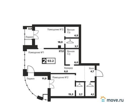 Продам двухкомнатные апартаменты, 93.5 м², этаж 25 из 29. Фото 1