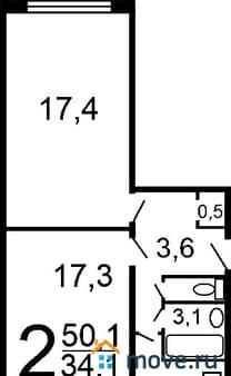 Продажа двухкомнатной квартиры, 50 м², этаж 4 из 5. Фото 4