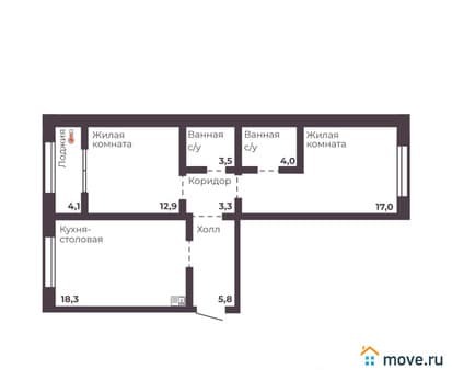 Продажа двухкомнатной квартиры, 64.8 м², этаж 16 из 17. Фото 1