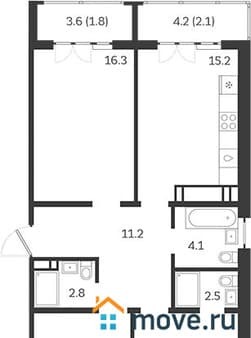 Продаем четырехкомнатную квартиру, 86.6 м², этаж 9 из 24. Фото 7