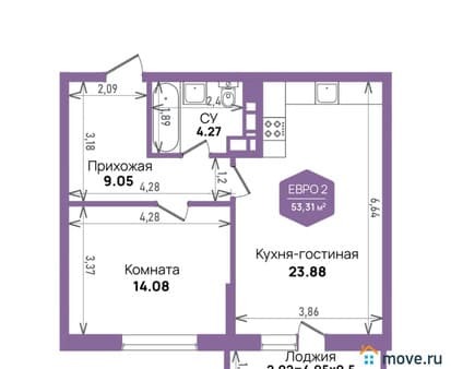 Продам однокомнатные апартаменты, 53.31 м², этаж 10 из 24. Фото 1