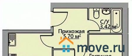 Продажа однокомнатной квартиры, 35.31 м², этаж 1 из 4. Фото 1