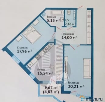 Продажа двухкомнатной квартиры, 80 м², этаж 6 из 24. Фото 6