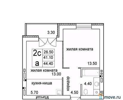 Объявление о продаже двухкомнатной квартиры, 44.4 м², этаж 4 из 8. Фото 1