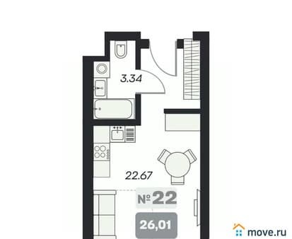 Продам однокомнатные апартаменты, 26.01 м², этаж 13 из 15. Фото 1