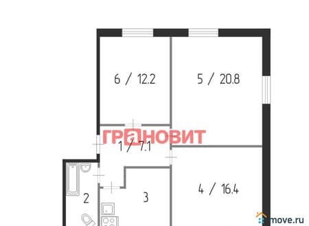 Продажа трехкомнатной квартиры, 68.7 м², этаж 2 из 3. Фото 5