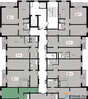 Купить двухкомнатную квартиру, 53.7 м², этаж 2 из 17. Фото 1