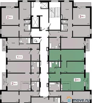 Продать трехкомнатную квартиру, 80.6 м², этаж 6 из 17. Фото 1