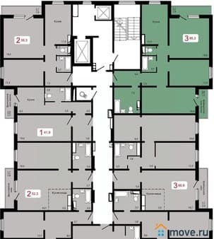 Продать трехкомнатную квартиру, 86.3 м², этаж 11 из 17. Фото 1