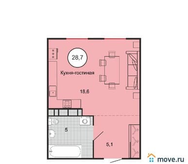 Продам однокомнатную квартиру, 28.7 м², этаж 8 из 8. Фото 1