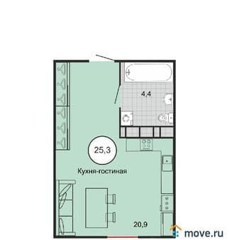 Объявление о продаже однокомнатной квартиры, 25.3 м², этаж 7 из 8. Фото 1
