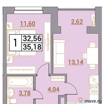 Продам однокомнатную квартиру, 35.18 м², этаж 5 из 5. Фото 1