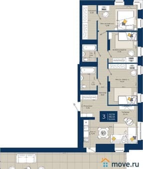 Продажа трехкомнатной квартиры, 123.66 м², этаж 15 из 20. Фото 7
