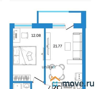 Продам однокомнатную квартиру, 43.2 м², этаж 2 из 26. Фото 4